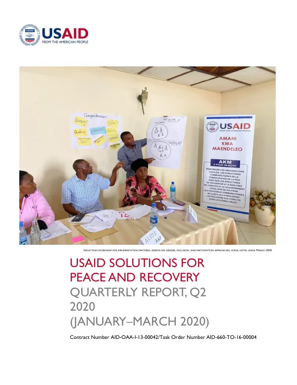 USAID Solutions for Peace and Recovery Quarterly Report, Q2 FY2020 (January – March 2020)