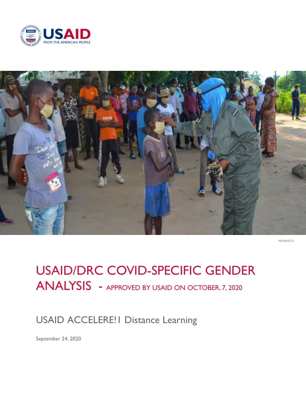 USAID/DRC COVID-SPECIFIC GENDER ANALYSIS - APPROVED BY USAID ON OCTOBER, 7, 2020