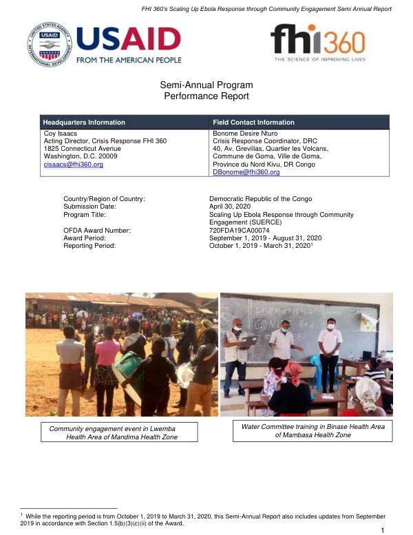 Scaling Up Ebola Response through Community Engagement Semi Annual Report