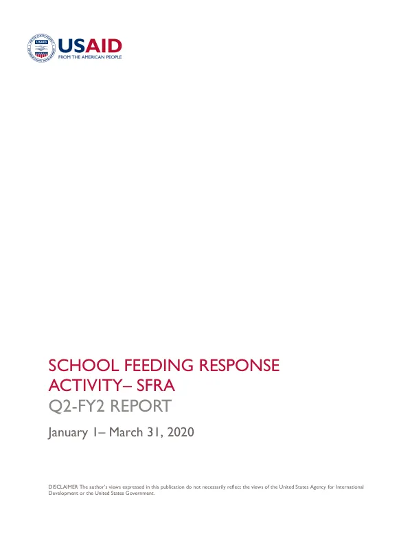 School Feeding Response Activity (SFRA) Q2-FY2 Report