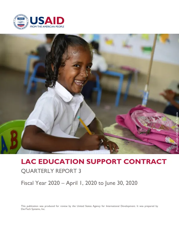 LAC Education Support Contract Quarterly Report 3