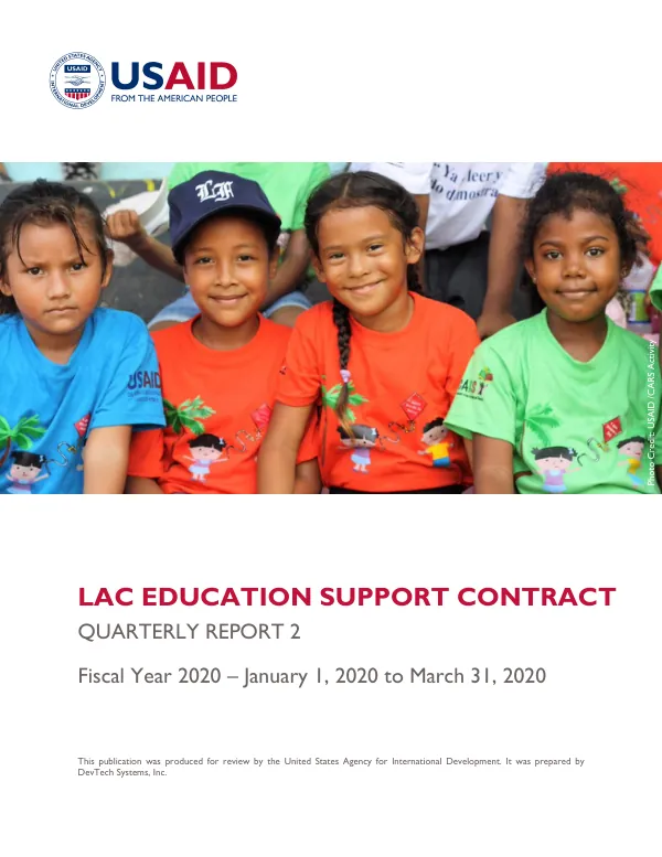 LAC Education Support Contract: Quarterly Report Q2 FY 2020