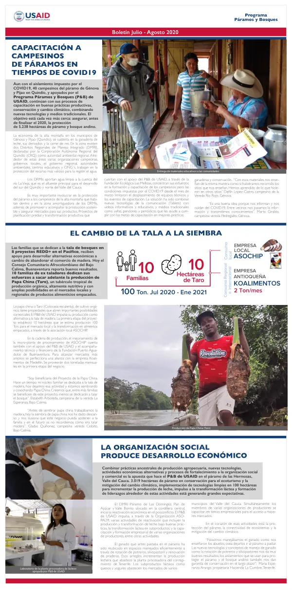 Boletín Julio - Agosto 2020: CAPACITACIÓN A CAMPESINOS DE PÁRAMOS EN TIEMPOS DE COVID19