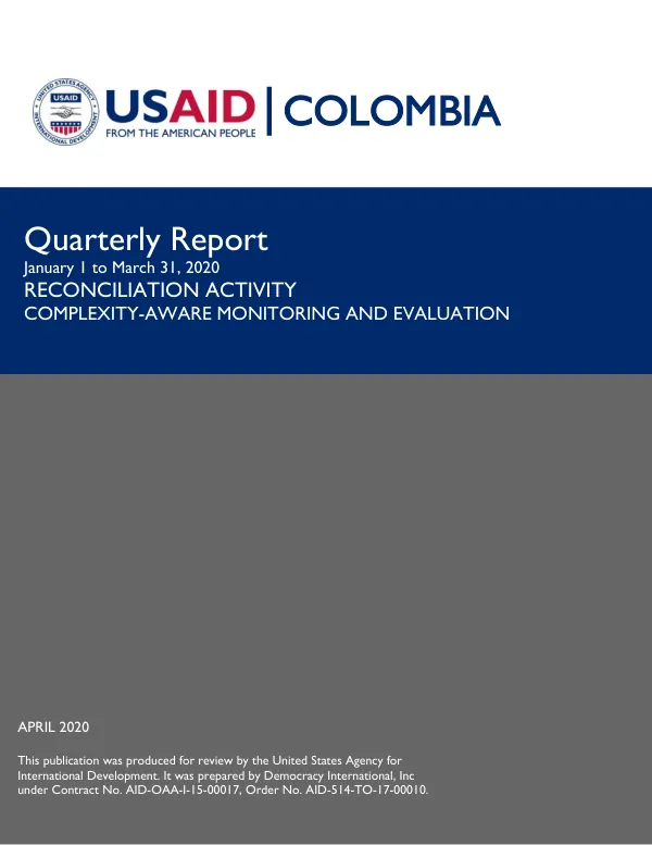 Complexity-Aware Monitoring and Evaluation Quarter two FY2020 Report, January 1 – March 31, 2020