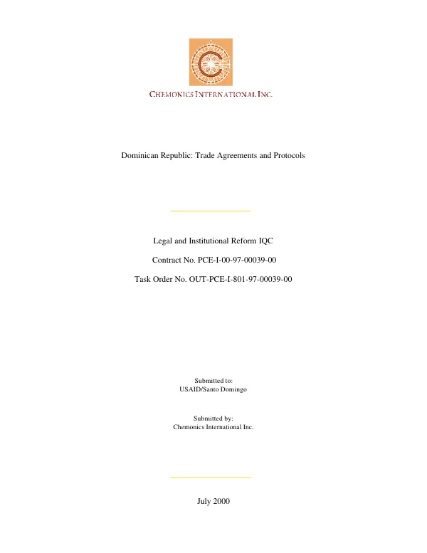 Dominican Republic : trade agreements and protocols