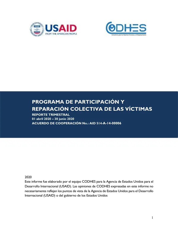 Programa de Participación y Reparación Colectiva de las Víctimas: Informe Trimestral Q3FY6