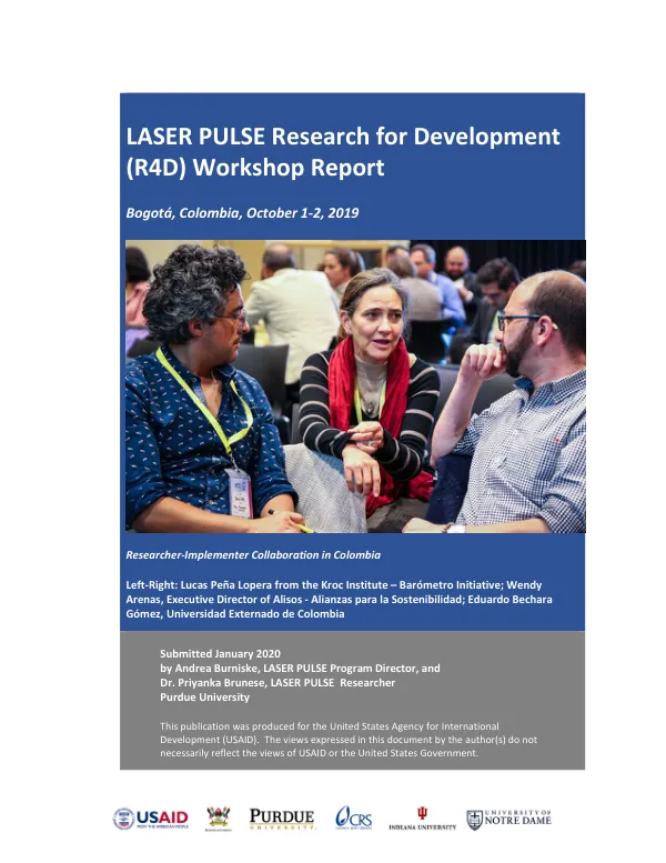 LASER PULSE Research for Development (R4D) Workshop Report: Researcher-Implementer Collaboration in Colombia