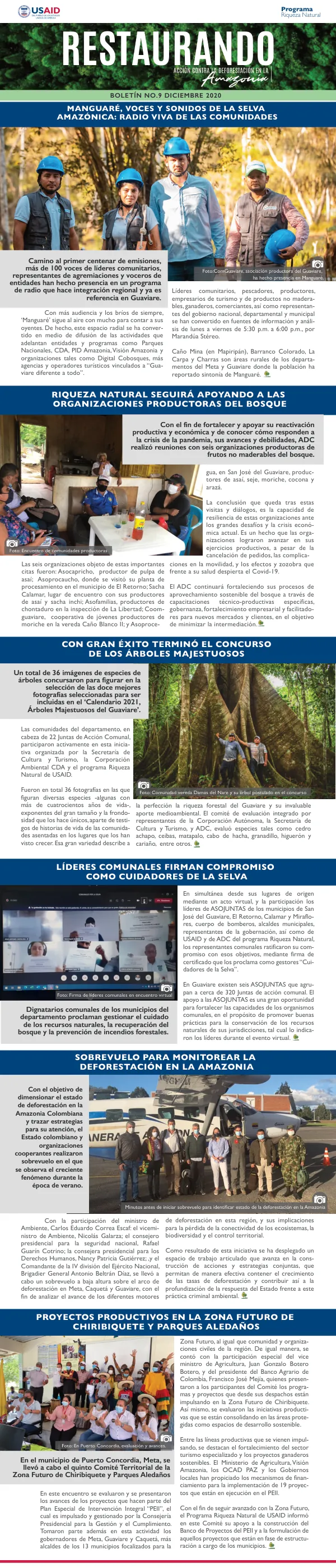 Boletin No.9 Diciembre 2020: Restaurando Acción Contra La Deforestación En La Amazonía