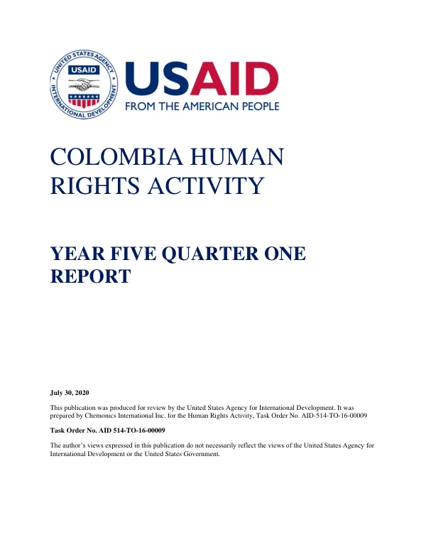 Year Five Quarter One Report: Colombia Human Rights Activity