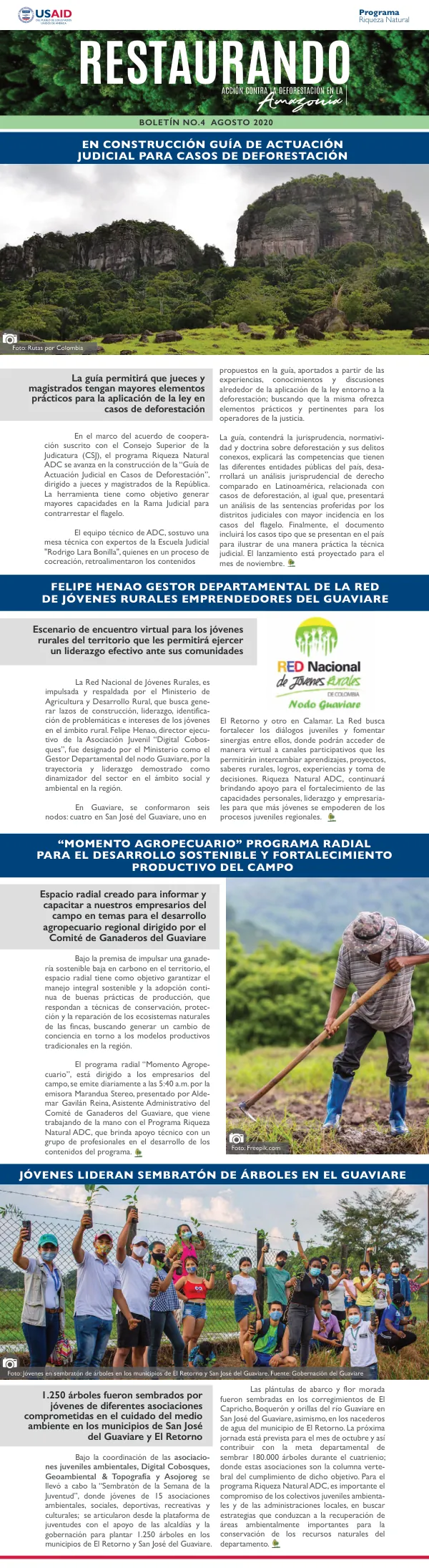 BOLETÍN NO.4 AGOSTO 2020: RESTAURANDO ACCIÓN CONTRA LA DEFORESTACIÓN EN LA AMAZONÍA