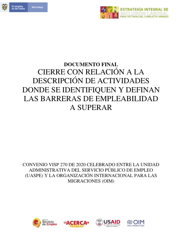 Documento Final: Descripción de Actividades para la Mitigación de Barreras de Empleabilidad