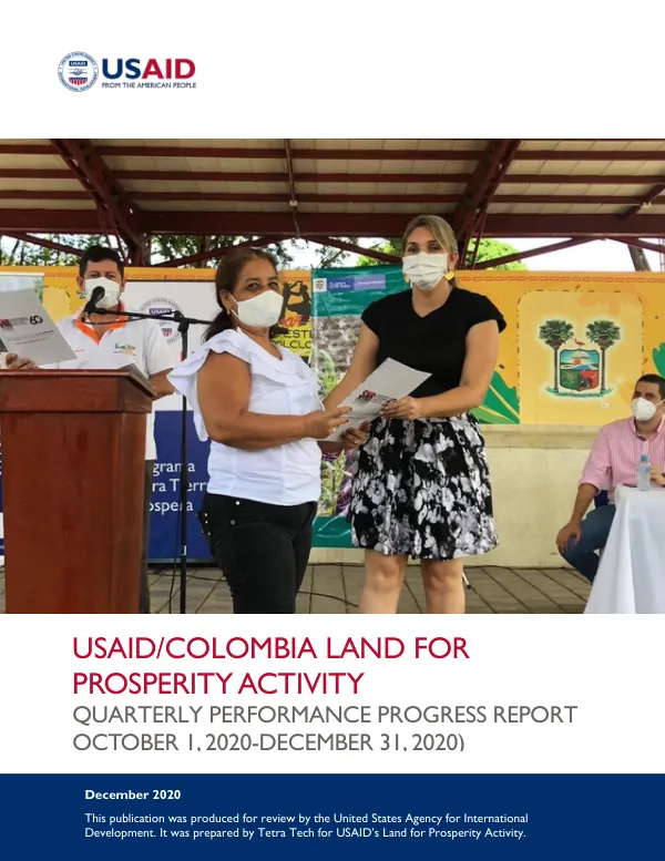 Land for Prosperity Activity: Quarterly Performance Progress Report (October-December 2020)