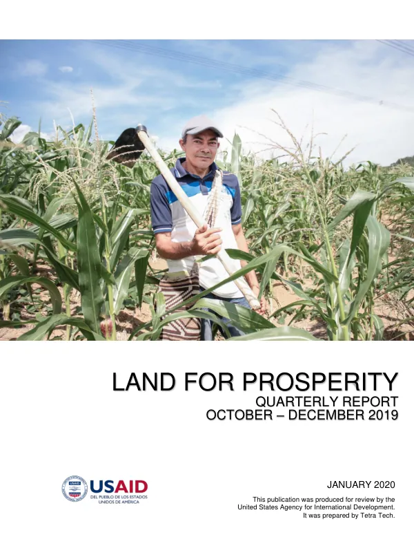 Land for Prosperity Activity: Quarterly Report (October – December 2019)