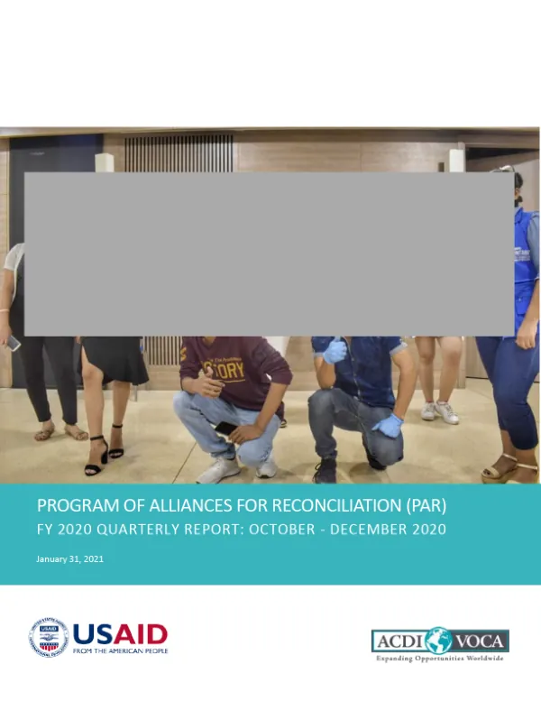 Program of Alliances for Reconciliation (PAR) Quarterly Report October-December 2020