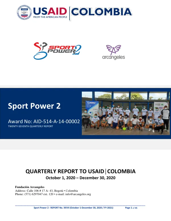 Sport Power 2 - REPORT No. XXVII (October 1-December 30, 2020 / FY-2021)