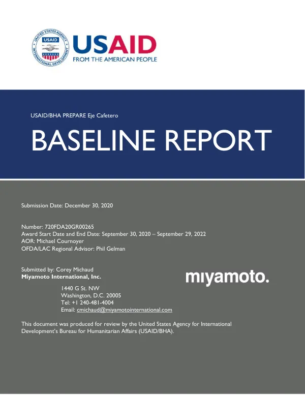 Baseline Report: USAID/BHA PREPARE Eje Cafetero