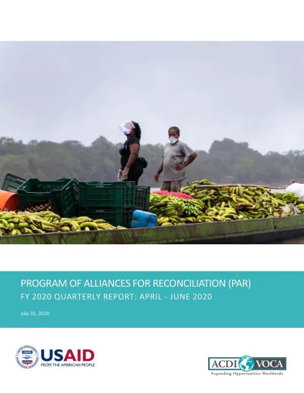 Program of Alliances for Reconciliation (PAR) FY 2020 Quarterly Report: April - June 2020