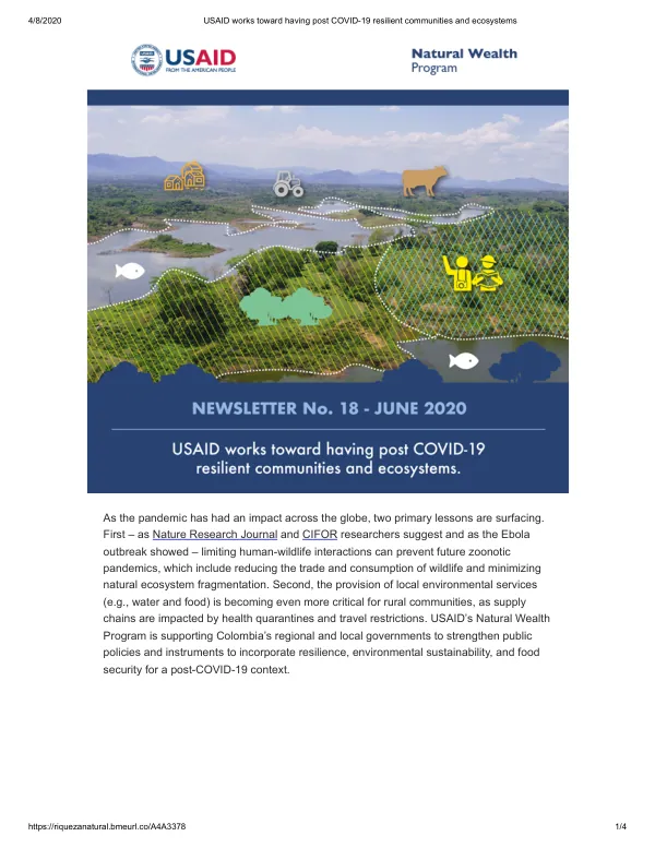 USAID Works Toward Having Post COVID-19 Resilient Communities and Ecosystems