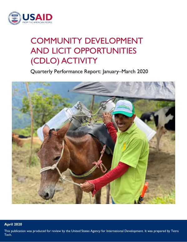 Community Development and Licit Opportunities (CDLO) Activity Quarterly Performance Report: January–March 2020