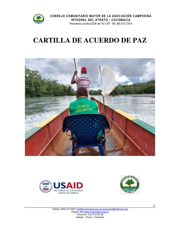 Cartilla de Acuerdo de Paz: Por un Atrato en Paz y Productivo