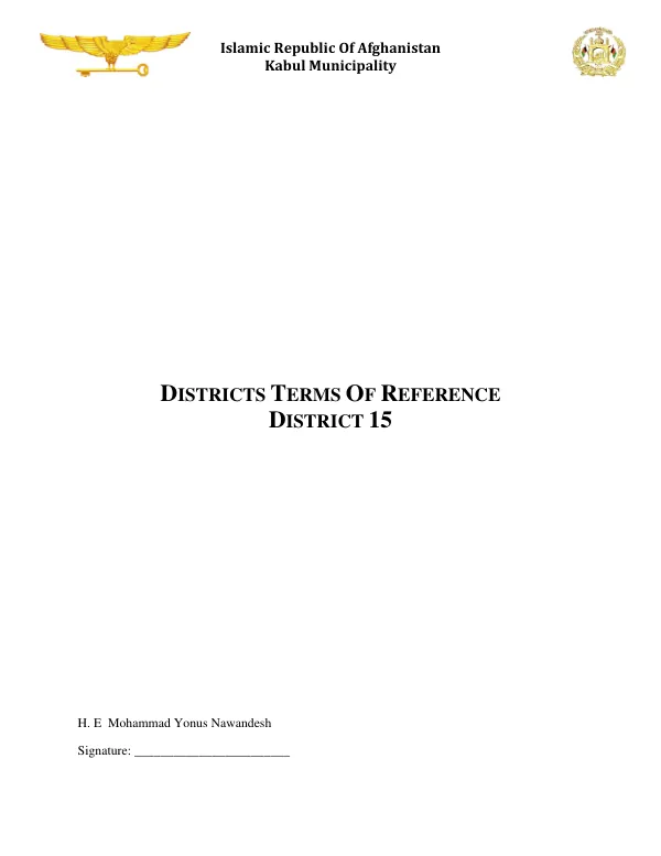 District 15 Terms of Reference