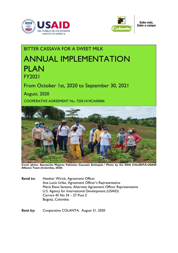 Bitter Cassava for a Sweet Milk: Annual Implementation Plan FY2021