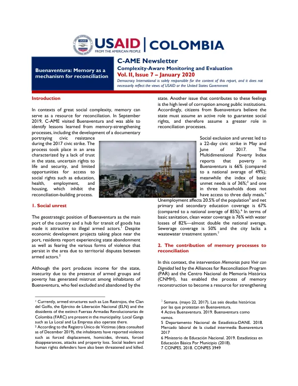 Buenaventura: Memory as a mechanism for reconciliation