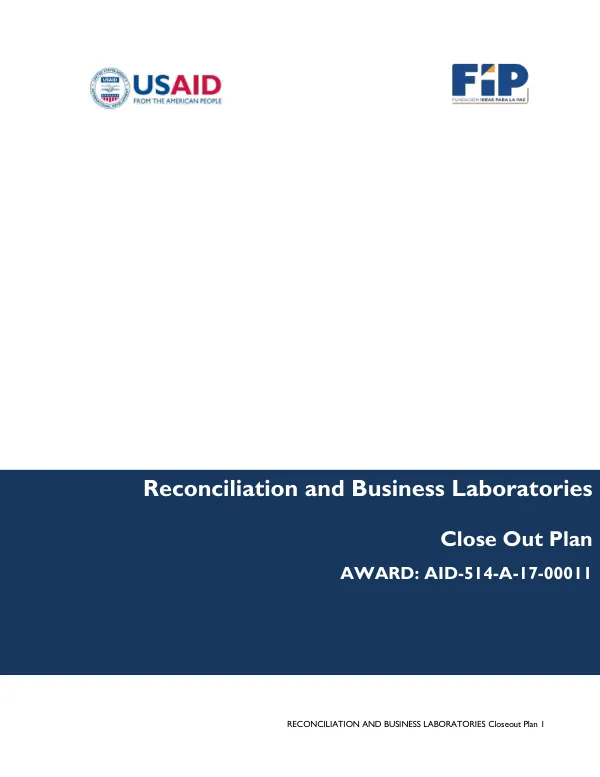 Reconciliation and Business Laboratories Closeout Plan