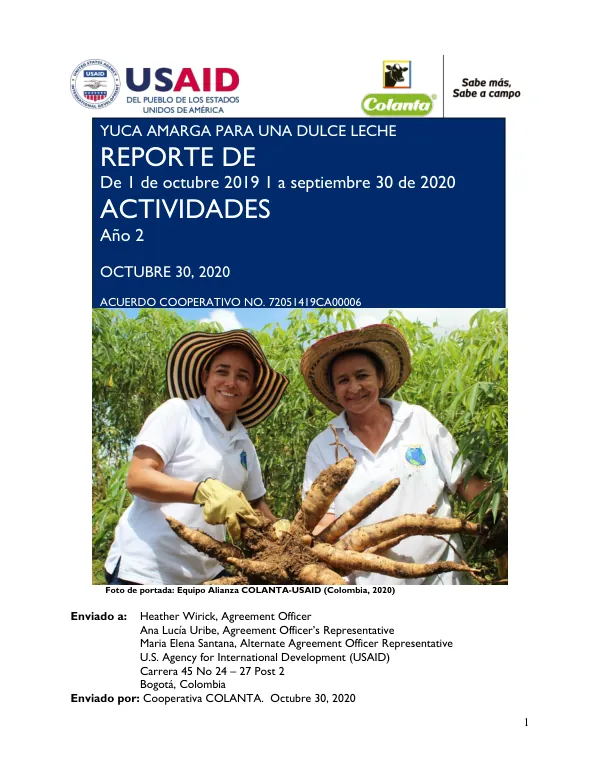 Yuca Amarga para una Dulce Leche: Informe de Actividades del Año 2
