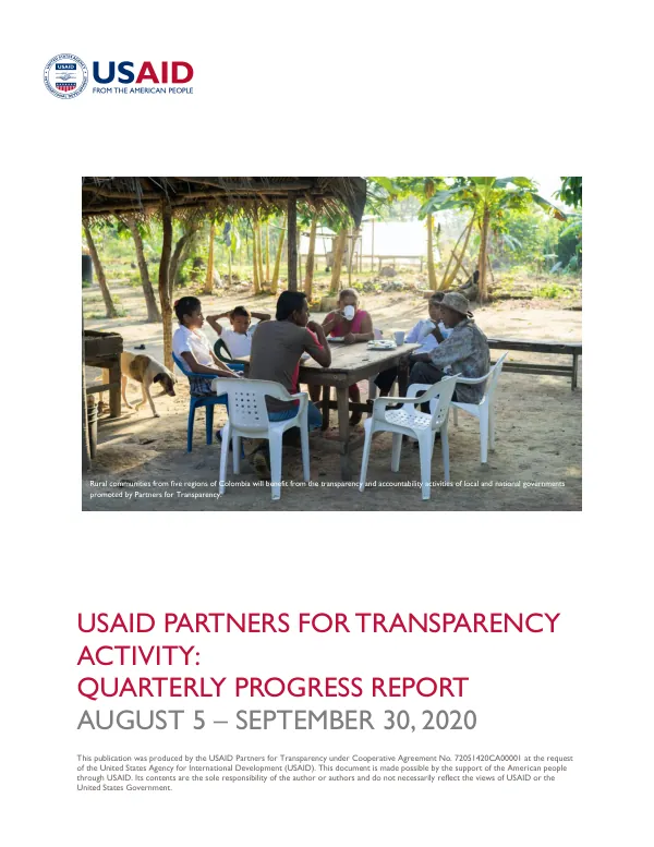 Quarterly Progress Report FY 2020 Quarter IV: Partners for Transparency Activity