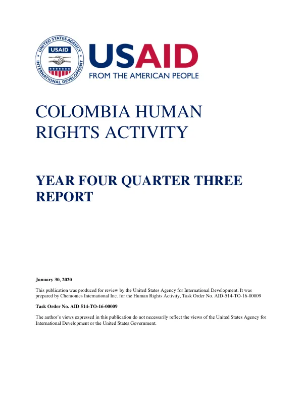 Colombia Human Rights Activity Year Four Quarter Three Report