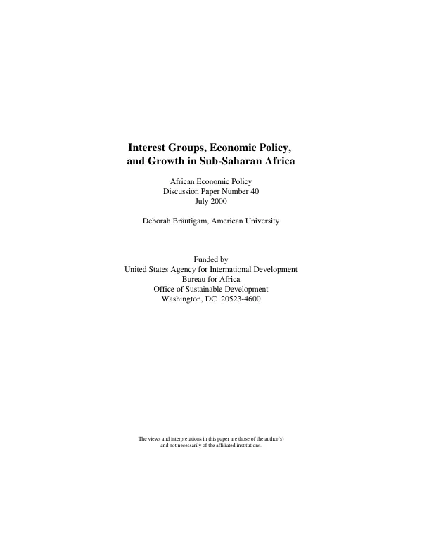Interest groups, economic policy, and growth in Sub-Saharan Africa