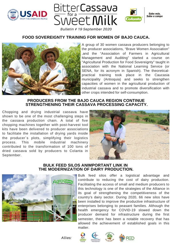 Food Sovereignty Training for Women of Bajo Cauca and Bulk Feed Silos for Dairy Production