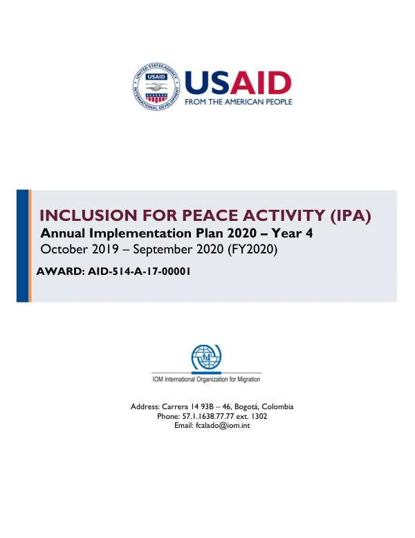 Annual Implementation Plan 2020 (Year 4) for Inclusion for Peace Activity