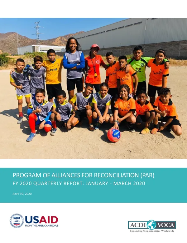 Program of Alliances for Reconciliation (PAR) FY 2020 Quarterly Report: January - March 2020