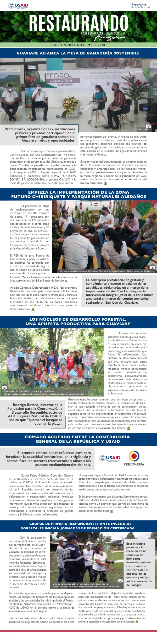 Boletin No.8 Noviembre 2020: Restaurando Acción Contra la Deforestación en la Amazonía