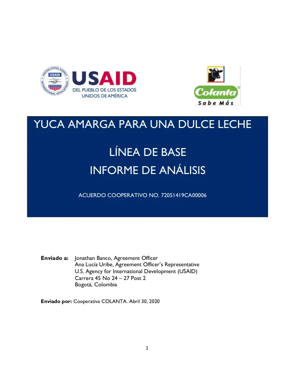 Final Report: YUCA AMARGA PARA UNA DULCE LECHE