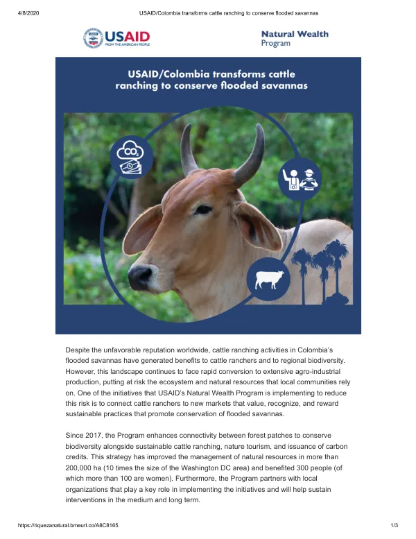 USAID/Colombia transforms cattle ranching to conserve flooded savannas