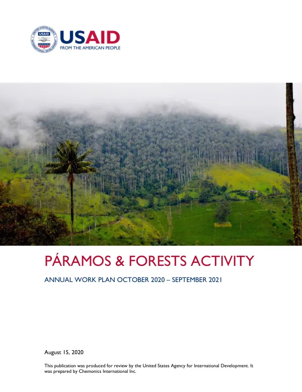 Páramos & Forests Activity Annual Work Plan FY21