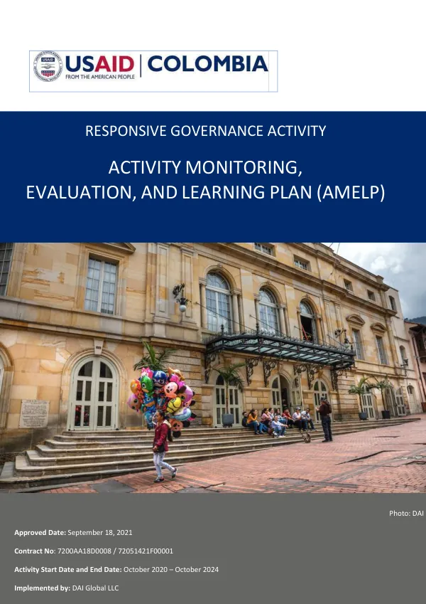 Responsive Governance Activity Activity Monitoring, Evaluation, and Learning Plan (AMELP)