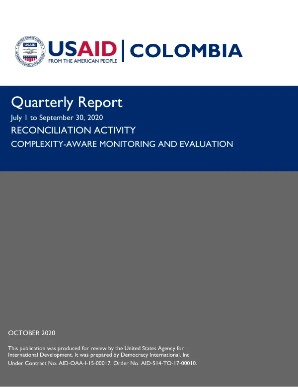 Complexity-Aware Monitoring and Evaluation Quarter Four FY2020 Report, July 1 – September 30, 2020