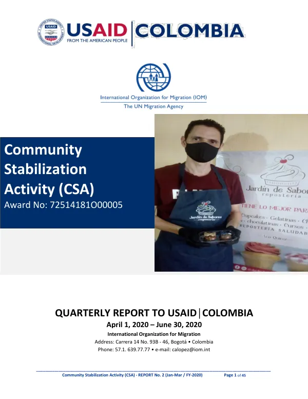 Community Stabilization Activity (CSA) - REPORT No. 2 (Jan-Mar / FY-2020)