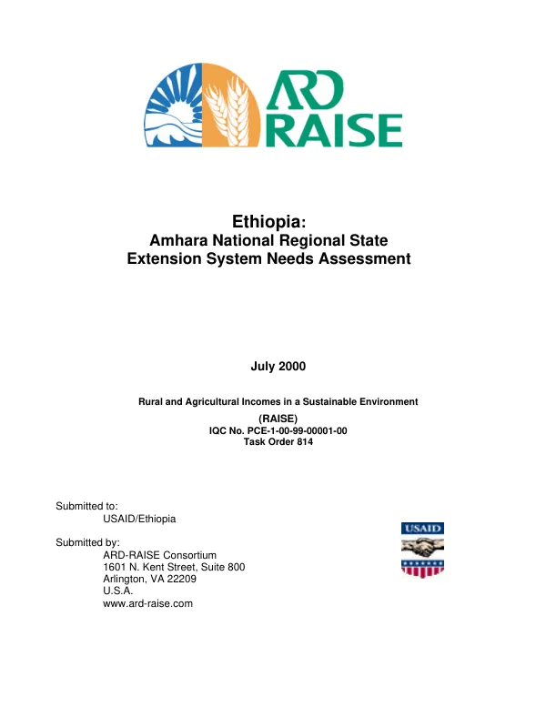 Ethiopia : Amhara national regional state extension system needs assessment