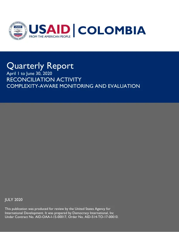 Complexity-Aware Monitoring and Evaluation Quarter Three FY2020 Report, April 1 – June 30, 2020