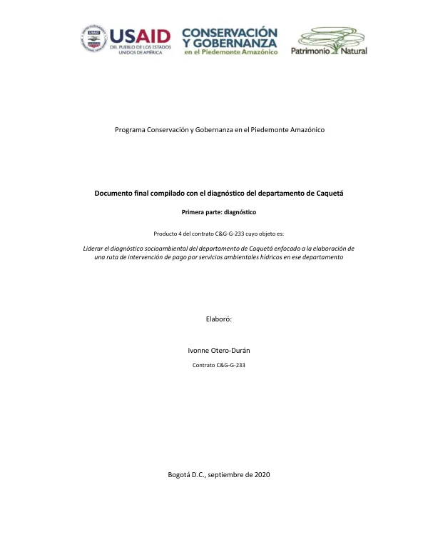 Programa Conservación y Gobernanza en el Piedemonte Amazónico: Diagnóstico del Departamento de Caquetá
