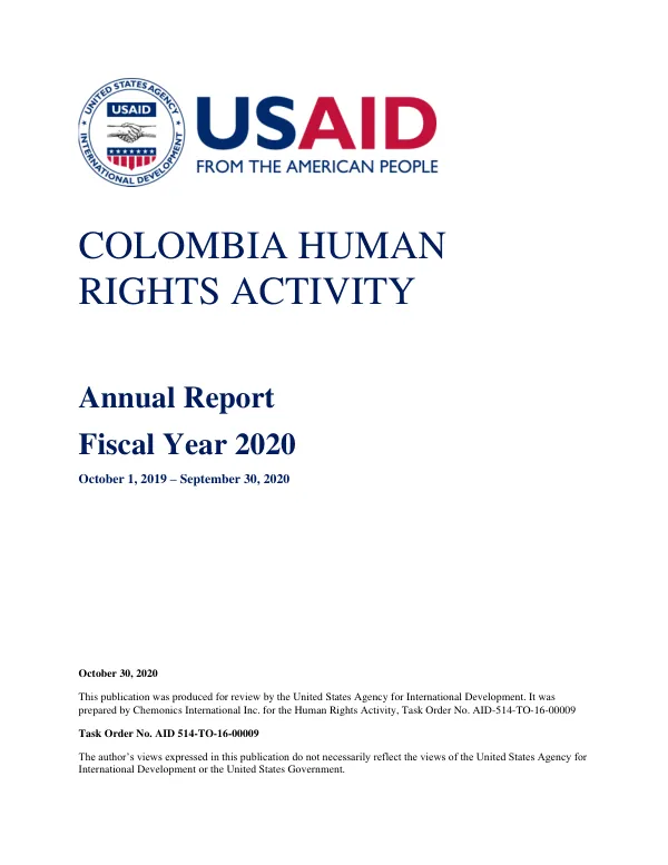 Annual Report Fiscal Year 2020 Human Rights Activity Colombia