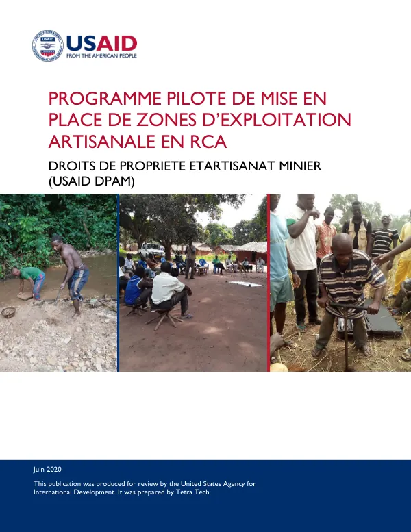 PROGRAMME PILOTE DE MISE EN PLACE DE ZONES D'EXPLOITATION ARTISANALE EN RCA