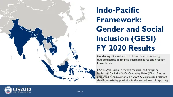 Indo-Pacific Framework: Gender and Social Inclusion (GESI) FY 2020 Results
