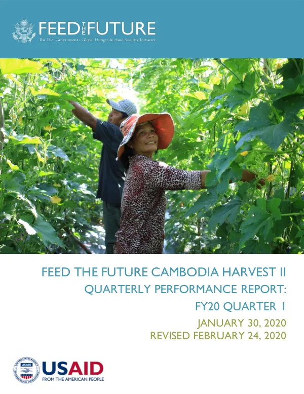 Feed the Future Cambodia Harvest II: FY20 Quarter 1 Performance Report