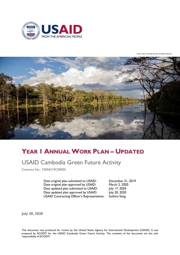 USAID CGFA Year 1 Annual Work Plan - Updated July 2020